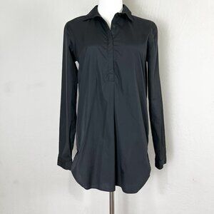 AYR The Easy Cotton Poplin Shirt Black Long Sleeve‎ Popover Women’s Size XS